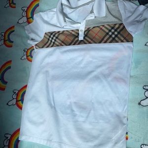 Vintage check panel cotton polo shirt